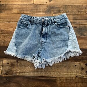 PacSun jean shorts, front light wash and back dark wash